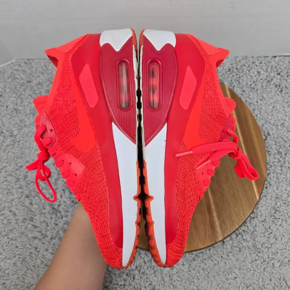 Nike Mens 9.5 Air Max 90 Ultra 2.0 Flyknit Bright Crimson Sneaker 875943-600